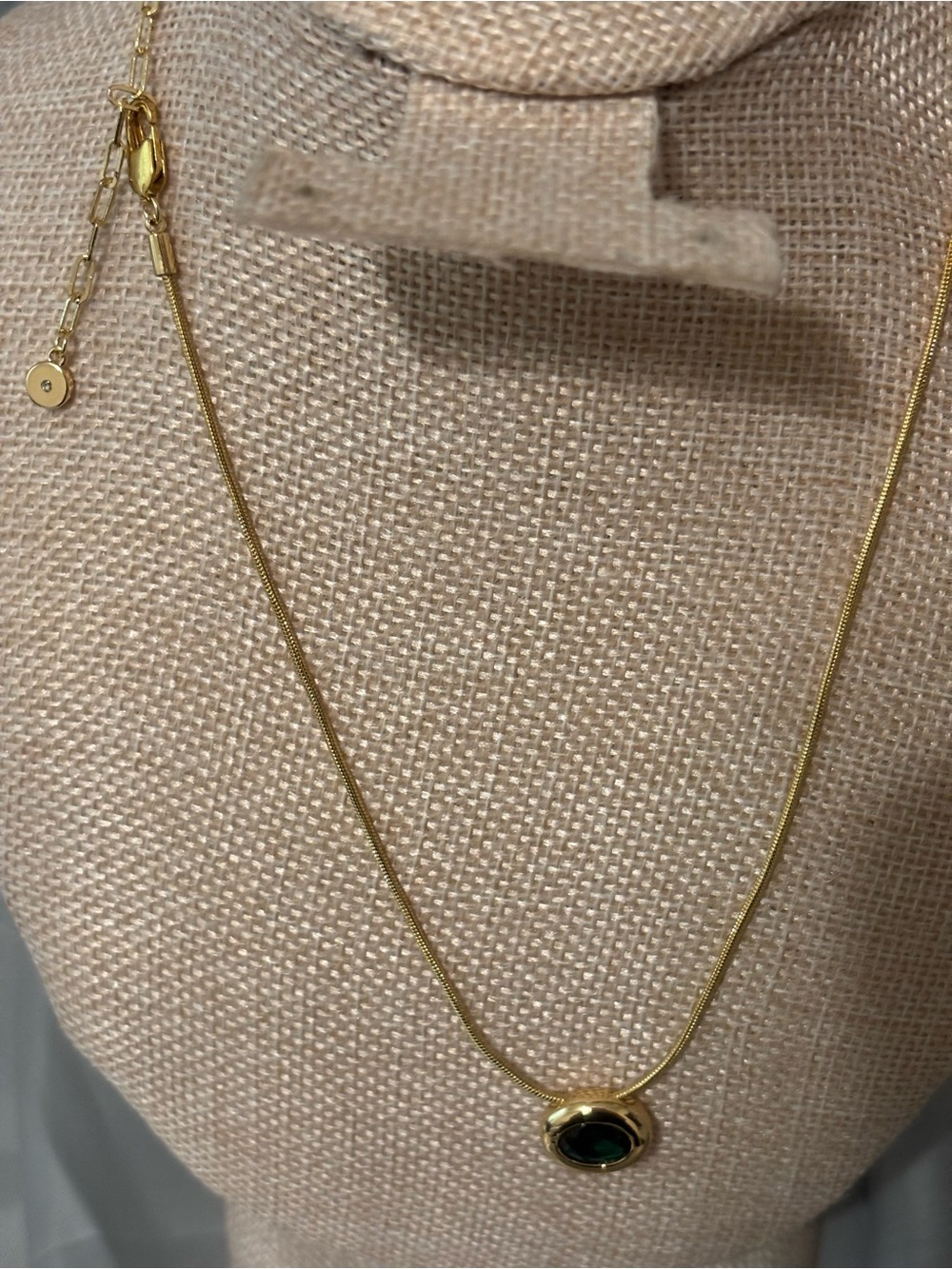 kate spade Gold Necklace with Dark Green Oval Pendant